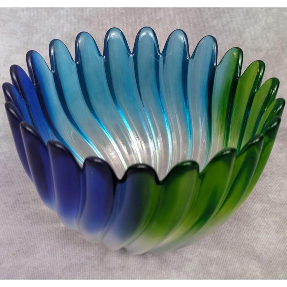 Walther Glas Studio Nova Petal Glass Bowl Ombre Solaris Blues Greens Germany